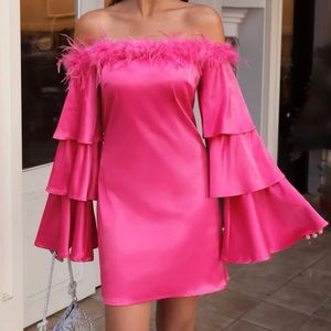 Hot pink satin dress. New